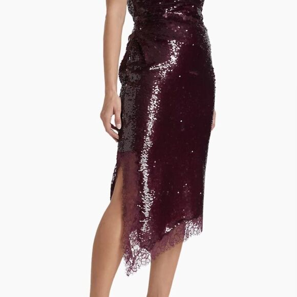 NWT Simkhai Amrita Midi Purple Skirt Sequin Embellishment High Waist Size 0 - Picture 10 of 17